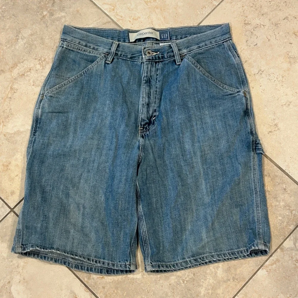 GAP Carpenter Jean Shorts Mens 33 Blue Denim Jorts 10